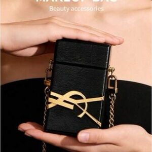 New GWP YSL Black Leatherette Crossbody Case with Gold Accent